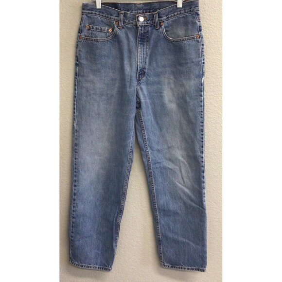 VTG Levi's 550 Jeans Mens 34 X 29.5 Blue Relaxed Fit Straight Leg Y2K DISTRESS - Picture 1 of 10